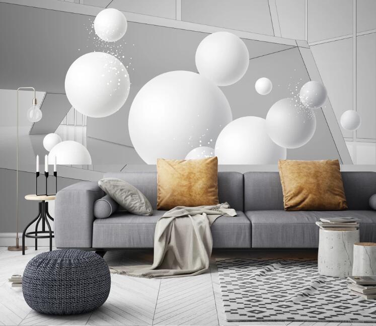 3D White Ball 431 Wall Murals