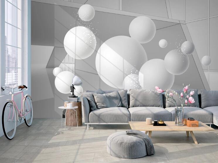 3D White Ball 431 Wall Murals