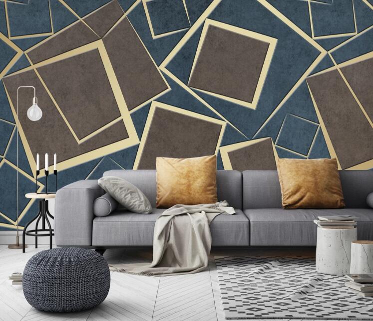 3D Three-color Square 430 Wall Murals