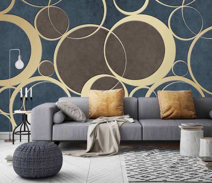 3D Two-color Circle 428 Wall Murals