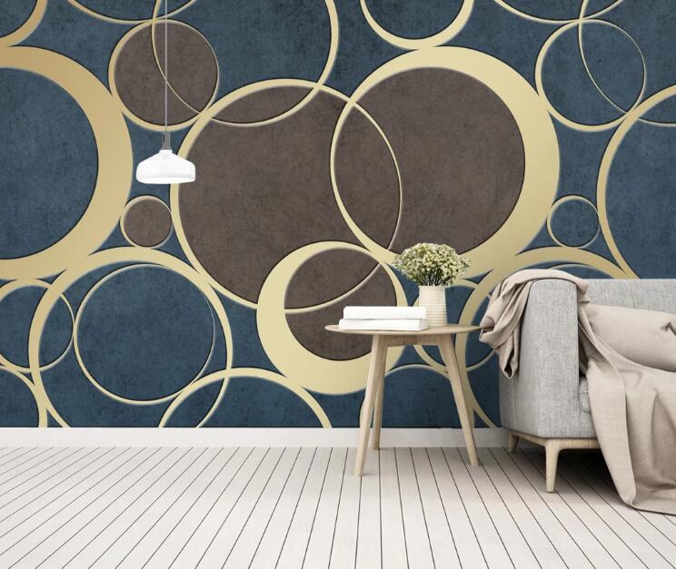 3D Two-color Circle 428 Wall Murals