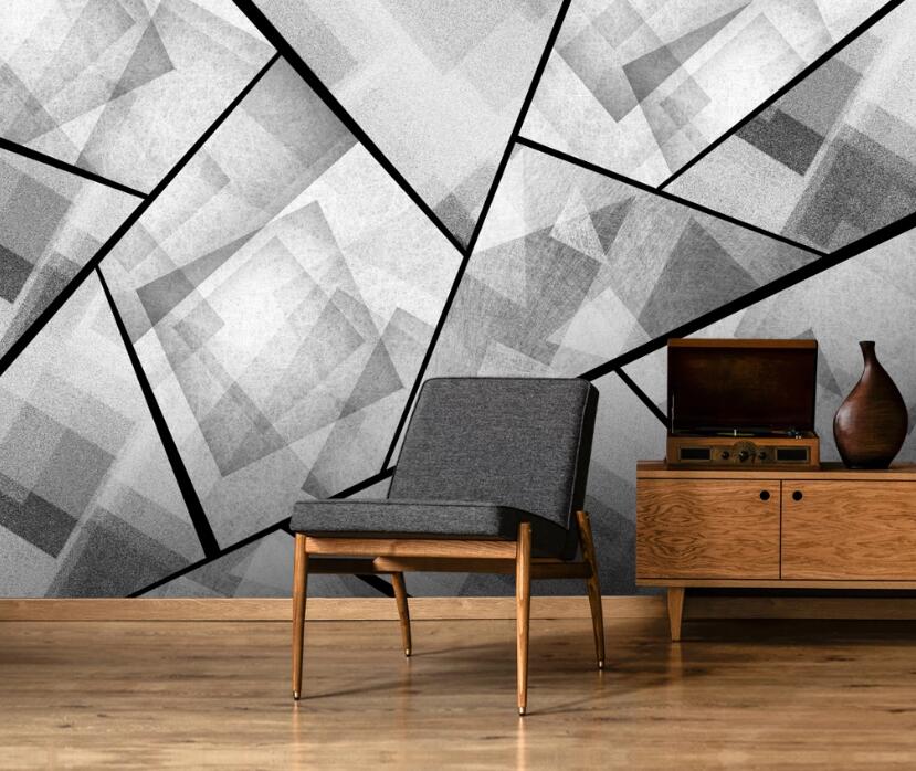 3D Triangular Gray Stitching 675 Wall Murals