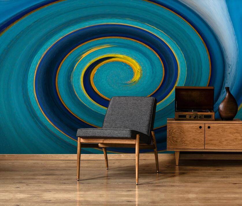 3D Dark Green Swirl 673 Wall Murals