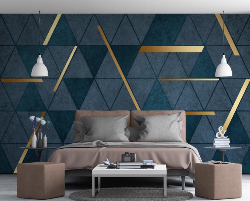 3D Golden Triangle Stitching 672 Wall Murals