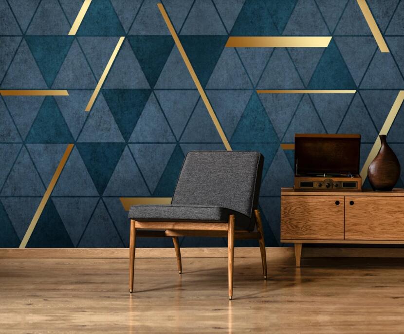 3D Golden Triangle Stitching 672 Wall Murals