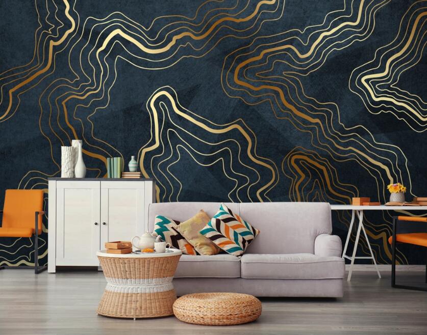 3D Gold Wire Winding 670 Wall Murals