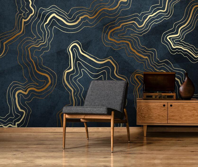 3D Gold Wire Winding 670 Wall Murals