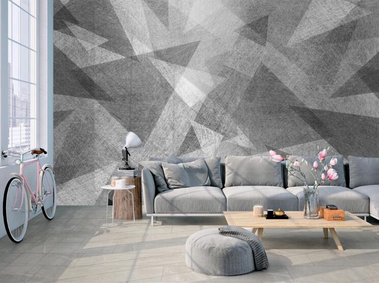 3D Gray Triangle 421 Wall Murals