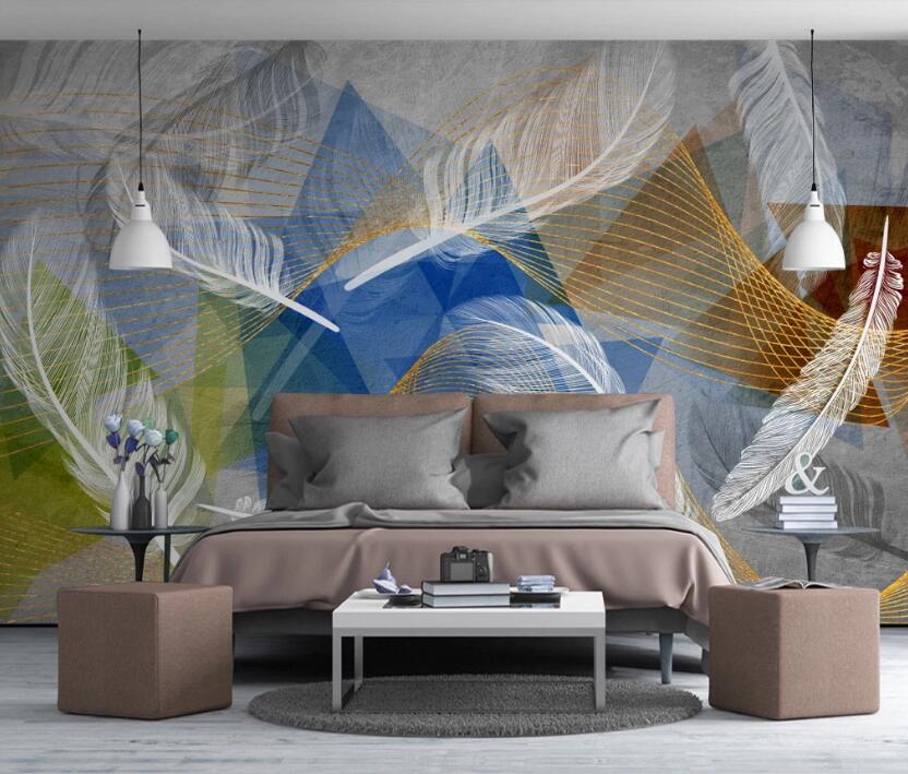 3D Colored Feathers 667 Wall Murals