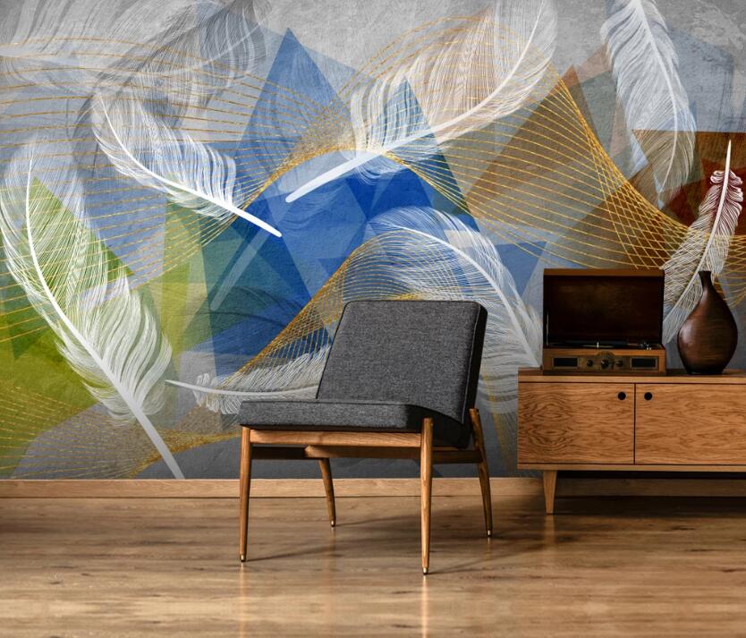 3D Colored Feathers 667 Wall Murals