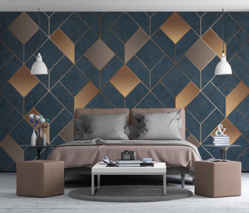 3D Three-color Quadrilateral 665 Wall Murals