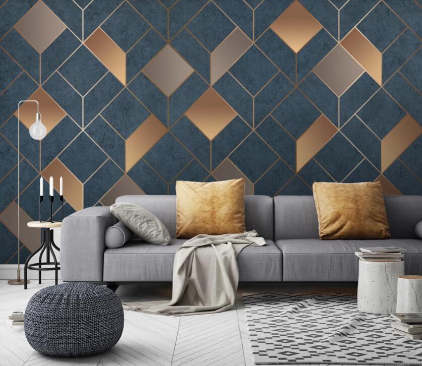 3D Three-color Quadrilateral 665 Wall Murals