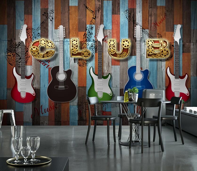 3D Five Guitars 646 Wall Murals
