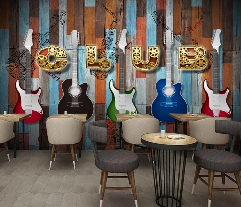 3D Five Guitars 646 Wall Murals
