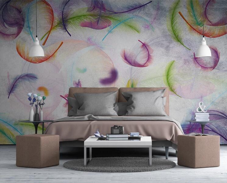 3D Colored Feathers 407 Wall Murals