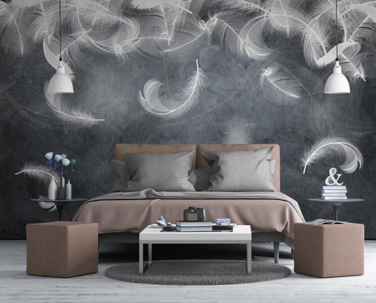 3D Falling Feathers 405 Wall Murals