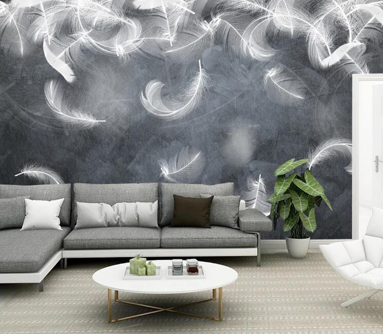 3D Falling Feathers 405 Wall Murals