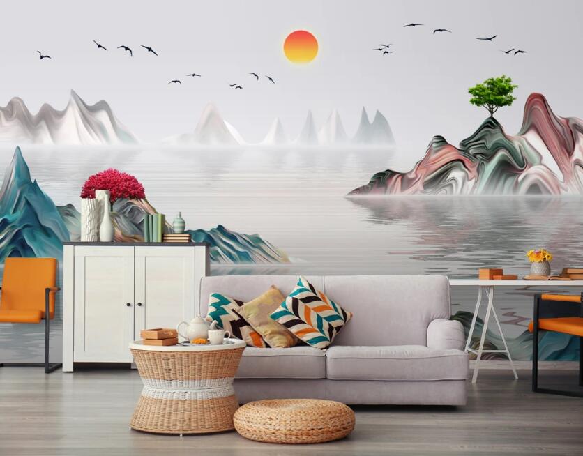 3D Landscape Sunset 642 Wall Murals
