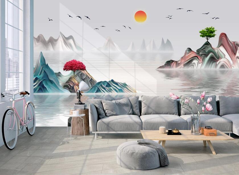 3D Landscape Sunset 642 Wall Murals