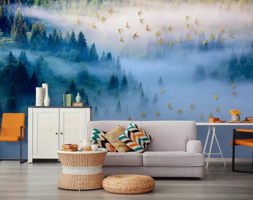 3D Fantasy Mountain Forest 640 Wall Murals