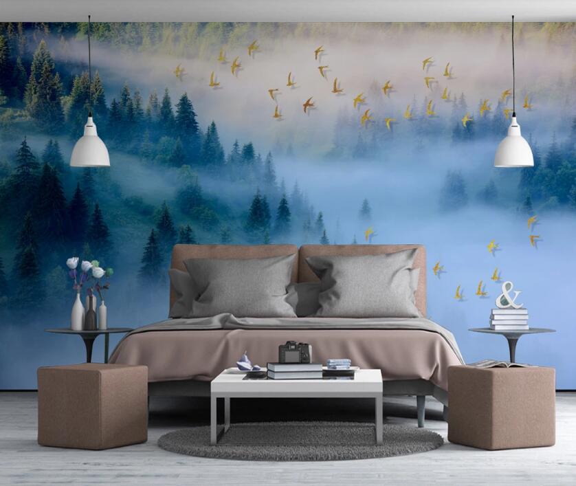 3D Fantasy Mountain Forest 640 Wall Murals