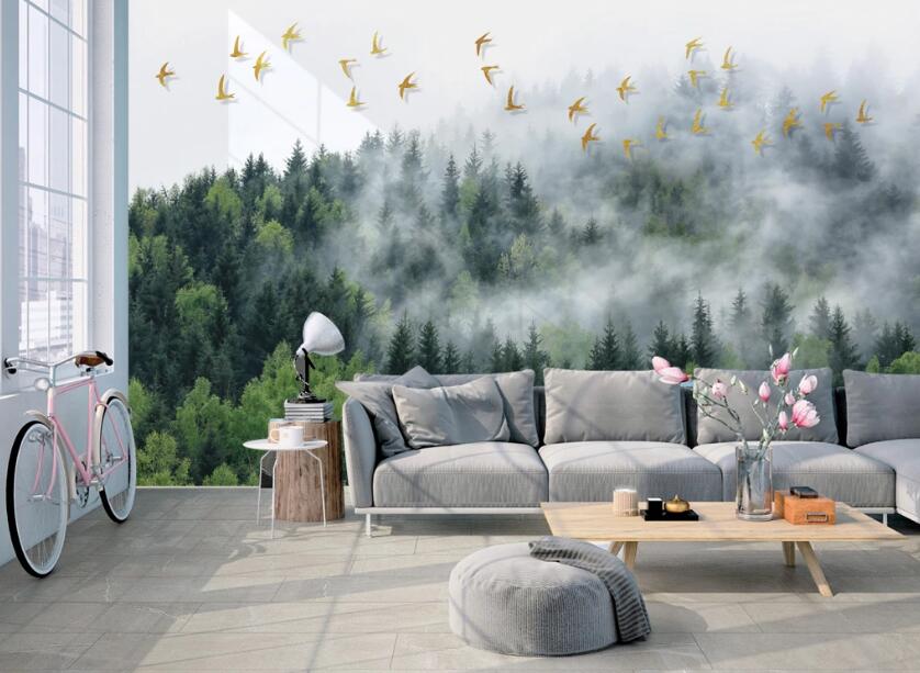 3D Jungle Mist 639 Wall Murals