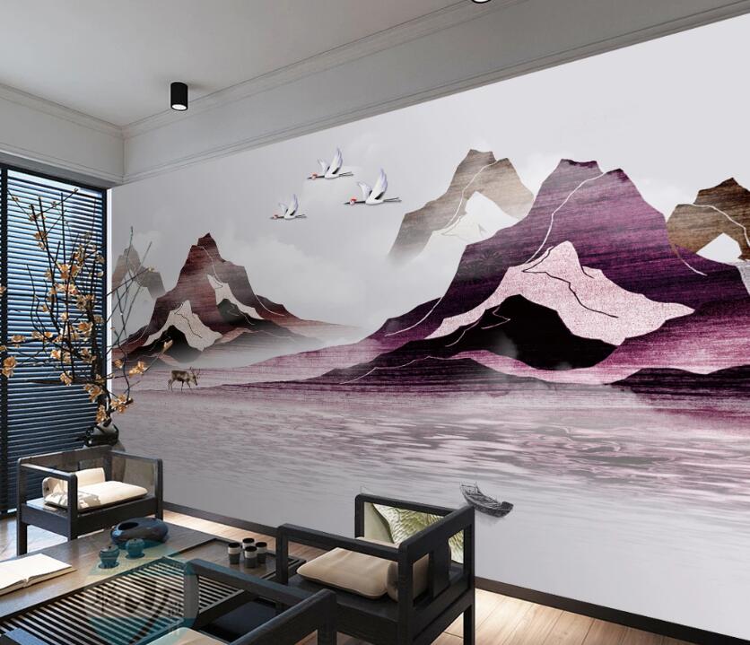 3D Purple Mountains 636 Wall Murals