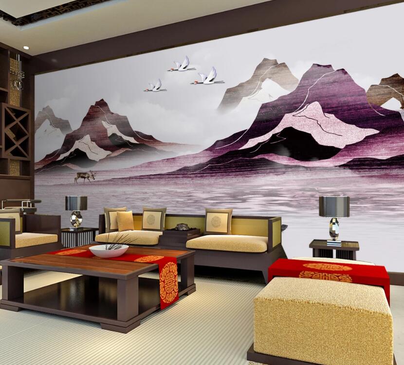 3D Purple Mountains 636 Wall Murals