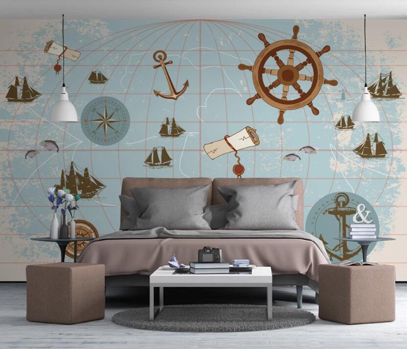 3D Blue Nautical 622 Wall Murals