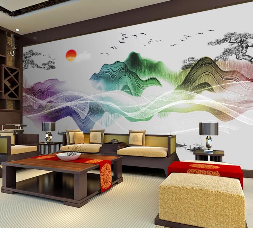 3D Color Meander 619 Wall Murals