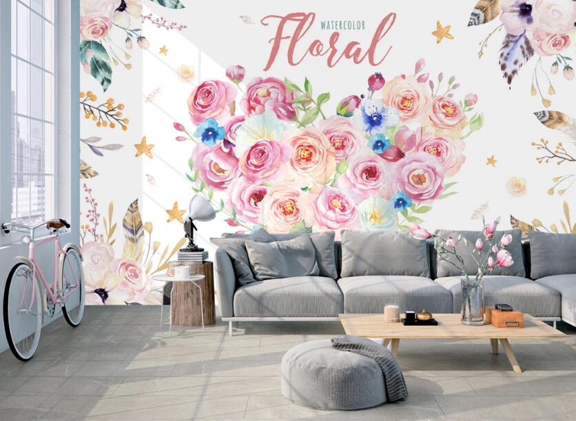 3D Cluster Flowers 615 Wall Murals