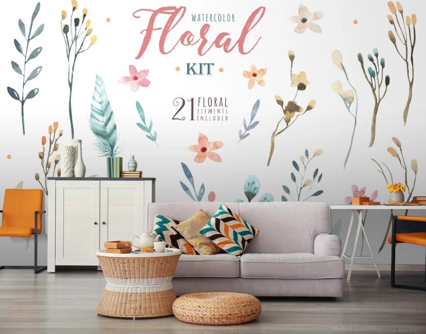 3D Elegant Flowers 614 Wall Murals