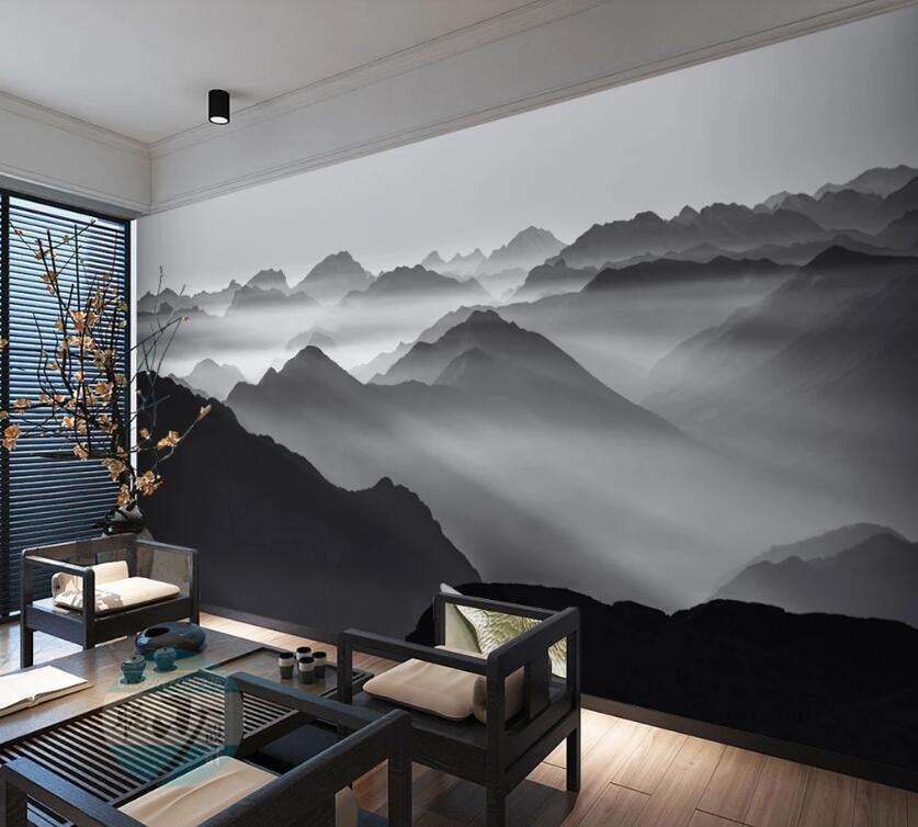 3D Black Mountains 602 Wall Murals