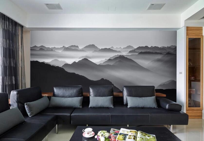 3D Black Mountains 602 Wall Murals