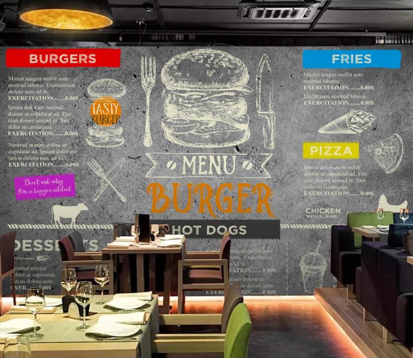 3D Delicious Burger 601 Wall Murals
