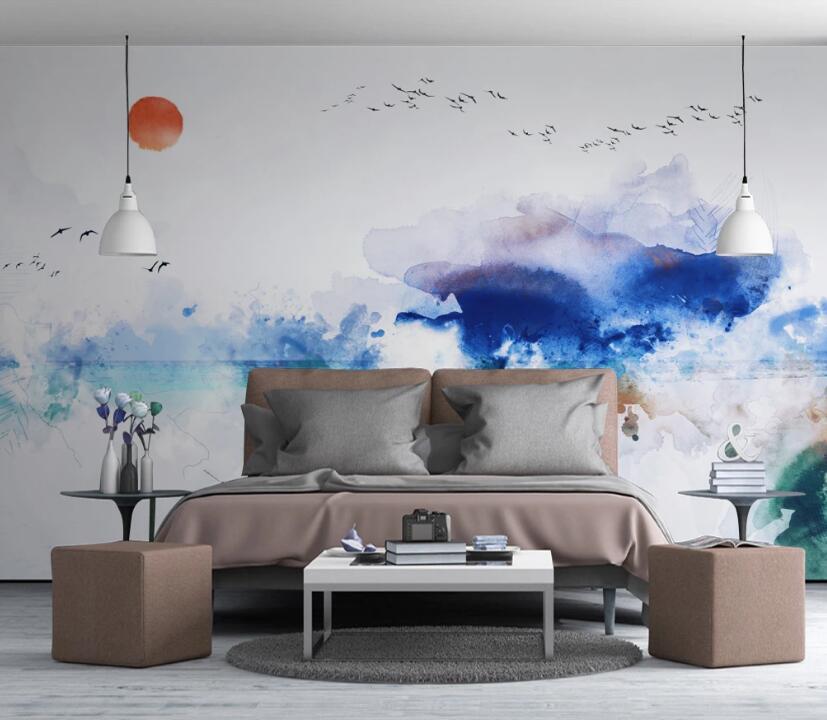 3D Blue Mist 595 Wall Murals