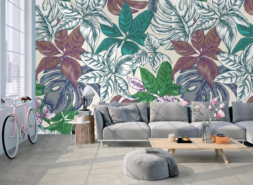 3D Colored Leaves 589 Wall Murals