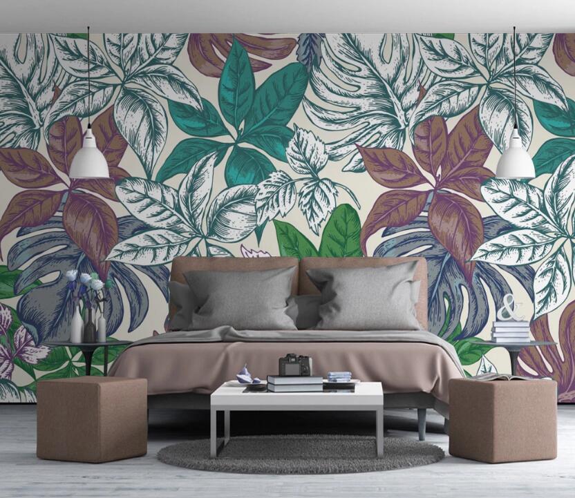 3D Colored Leaves 589 Wall Murals