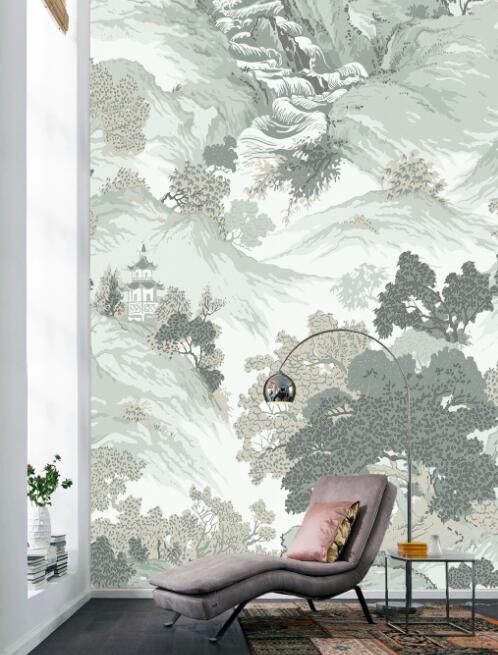 3D Mountain Trees 808 Wall Murals