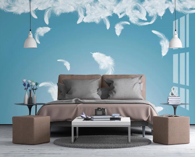 3D White Feather 400 Wall Murals