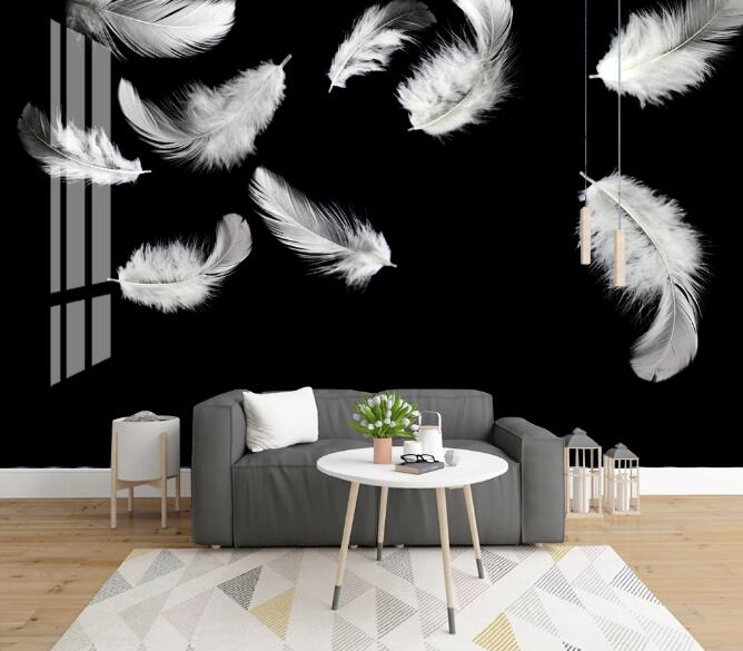 3D White Feather 398 Wall Murals