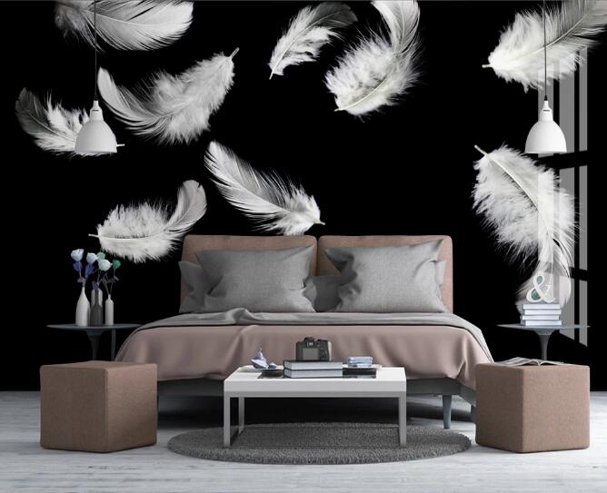 3D White Feather 398 Wall Murals