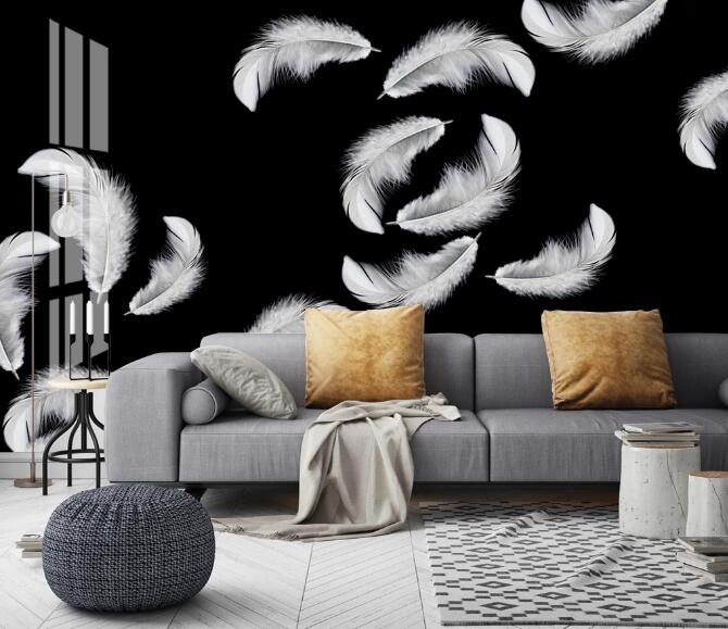 3D White Feather 397 Wall Murals