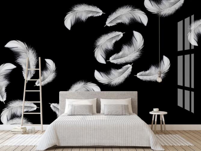 3D White Feather 397 Wall Murals