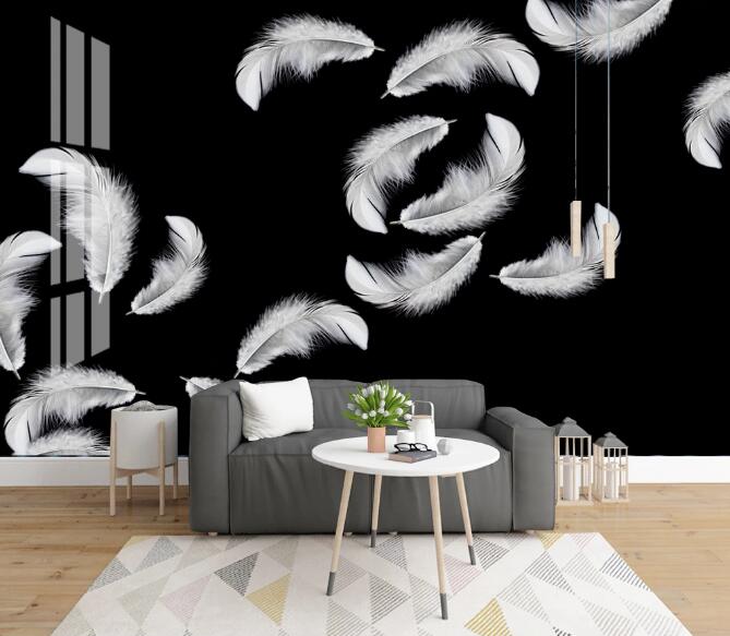 3D White Feather 397 Wall Murals
