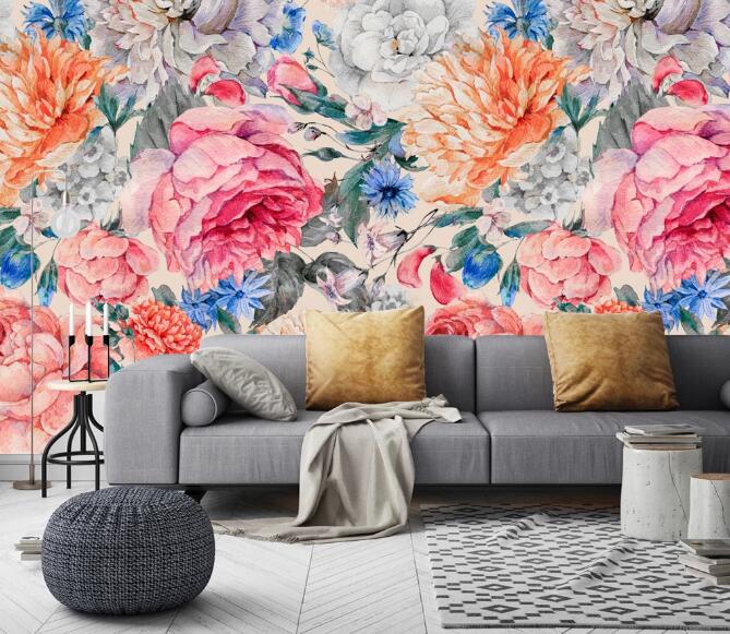 3D Gorgeous Flowers 393 Wall Murals
