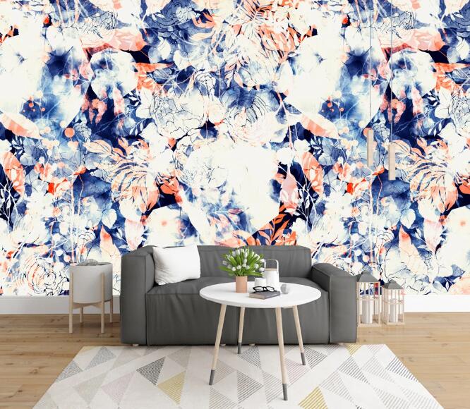 3D Blue Flower Illustration 392 Wall Murals