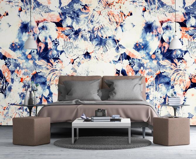 3D Blue Flower Illustration 392 Wall Murals