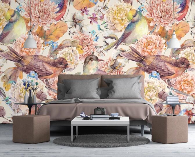 3D Flowers And Birds 391 Wall Murals