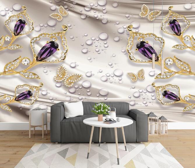 3D Purple Diamond 380 Wall Murals
